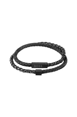 Schmuck Herren MIXED Collection Lederarmband Schwarz 1580150M