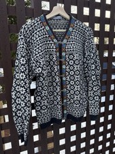 Northern Isles Vintage Nordic Fair Isle Clasp Cardigan Sweater Women  s Large