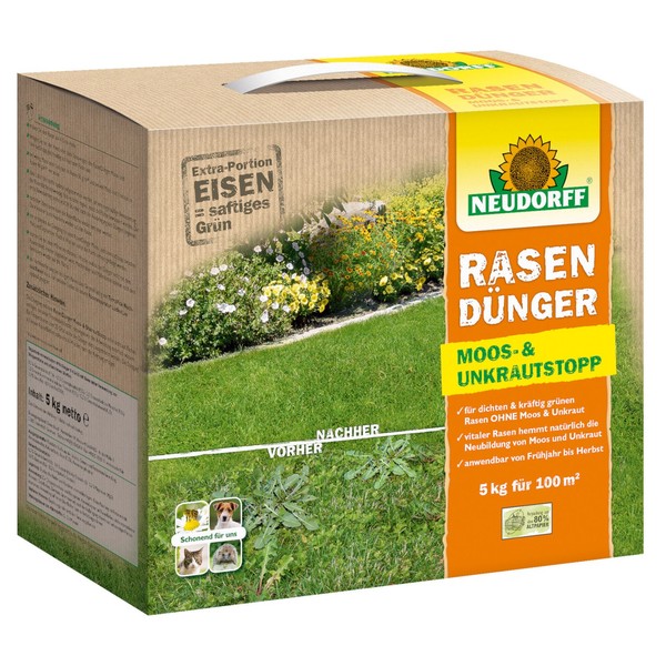 Neudorff RasendüNger Moos- Und Unkrautstopp 5 Kg - Rasen DüNger Unkraut Stop-image