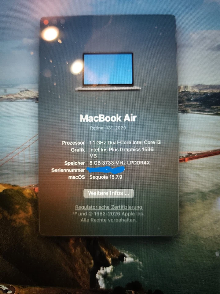 Apple MacBook Air 13,3 Zoll (256GB SSD, Intel Core i3 10. Gen.,max 3,20 GHz,..., Foto 2 von 5