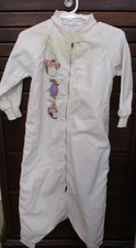 Vintage Embroidered Footed Sleeper. 33" Shoulder to Hem