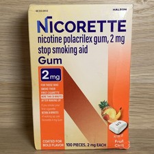 Nicorette Nicotine Gum 2MG Fruit Chill Flavor 100CT Exp 11/27