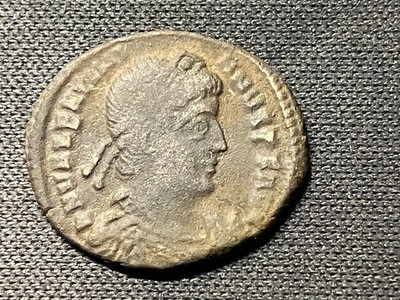 Valentinian I ancient Roman bronze coin. Minted in Thessalonica, Greece. Fine.
