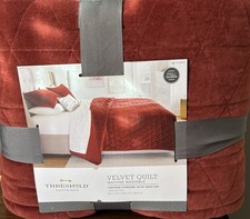 Threshold Full/Queen Velvet Diamond Stitch Quilt Burnt Orange Comforter New