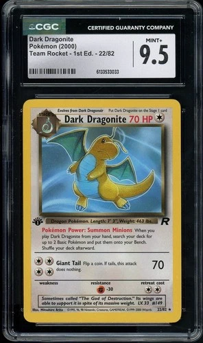 CGC 9.5 MINT+ Dark Dragonite Team Rocket 1st Edition 22/82 Pokemon Card