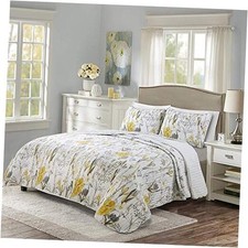 Yellow/Gray  Adalia 3-Piece Quilt Set King Yellow  Gray