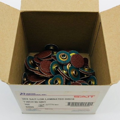 United Abrasives 55209 Laminated Discs 2AX Sait-Lok 1in 40 Grit 100 Pcs