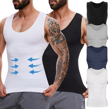 Mens Slimming Body Shaper Tummy Control Vest Workout Tank Top Compression Shirts