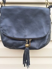 Borse in Pelle Women's Black Italian Leather Crossbody Bag Purse 12 X 9 X 2 "