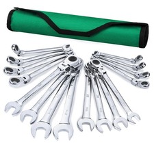Flex-Head Ratcheting Wrench Set, Combination Wrench Set, 16-Piece, Metric 8 t...