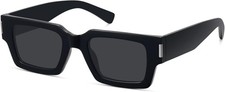 Retro Small Rectangle Sunglasses Women Men Square Narrow Glossy Black / Grey