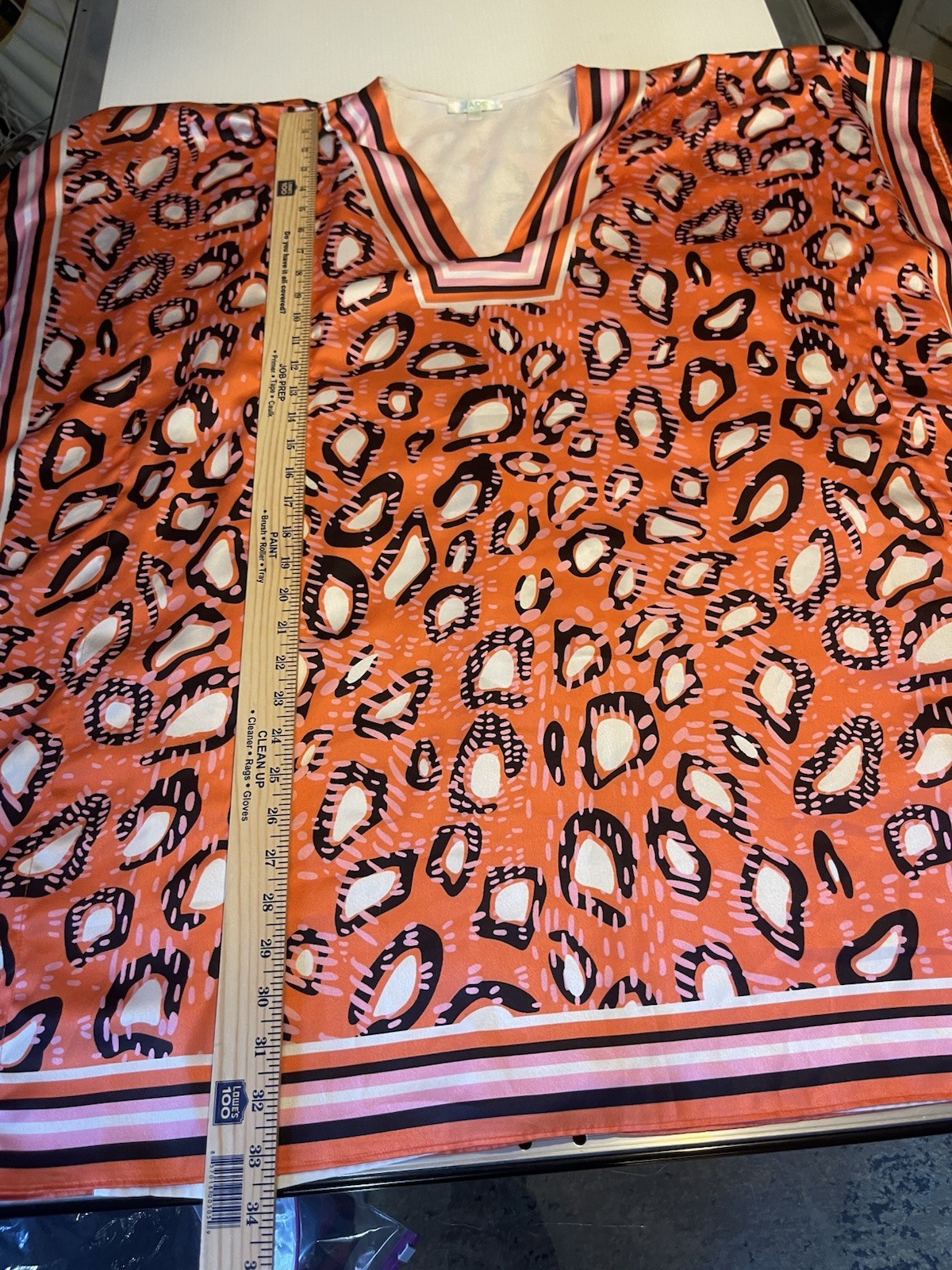 Orange Graphic Pattern Tunic Bat Wing Kimono Dres… - image 7