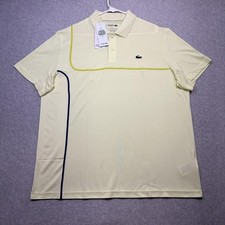 Lacoste Sport Polo Shirt Mens XXL Yellow Ultra Dry Pique Tennis Performance