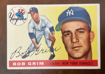 1955 Topps Bob Grim #80 New York Yankees Vintage Baseball Card VG-EX/EX