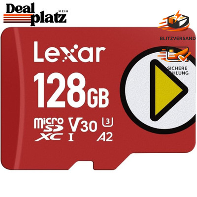 Lexar Play 128GB Micro SD Karte UHS-I Klasse 10 A2 für 4K-Video
