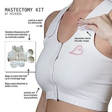 Medebra Women  s White Mastectomy Bra Kits 3X Fits 46-48 E-I