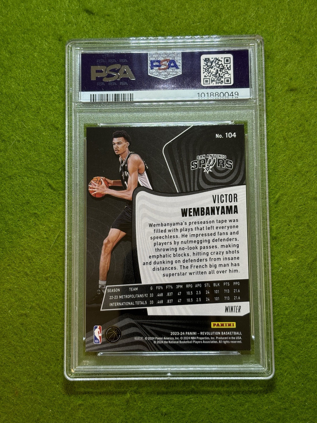Victor Wembanyama SILVER PRIZM ROOKIE CARD WINTER SNOW PSA 9 RC  2023 Revolution view 21