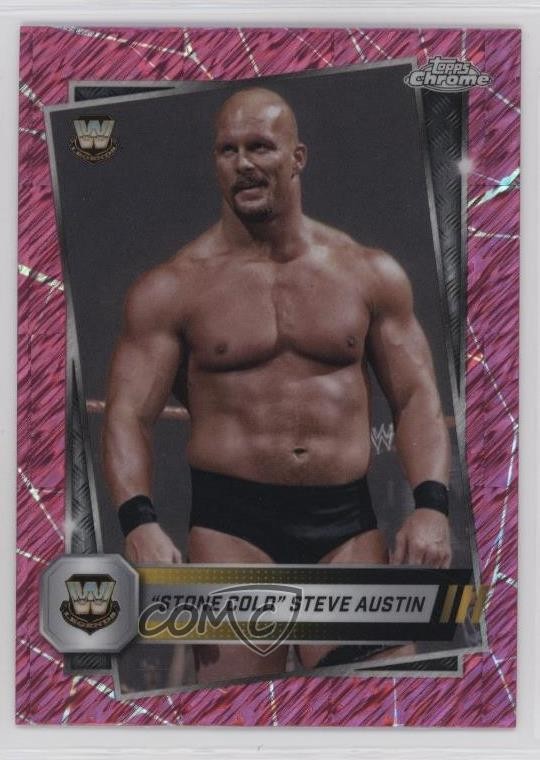 2025 Topps Chrome WWE Pink Shimmer Refractor Stone Cold Steve Austin #6 HOF