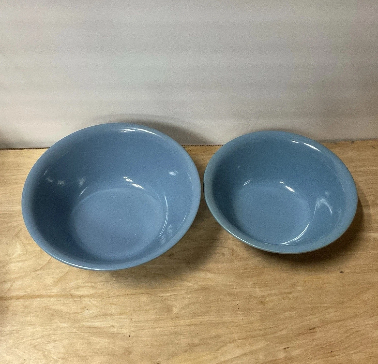 Vintage Blue Serving/ Mixing Bowls 8” & 9” Set Of 2 Marked “Mix 2”, “Mix 3”