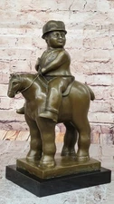 ABSTRCT MAN RIDING HORSE BRONZE MARBLE STATUE BY BOTERO ART DECO HOME DECOR LRGE