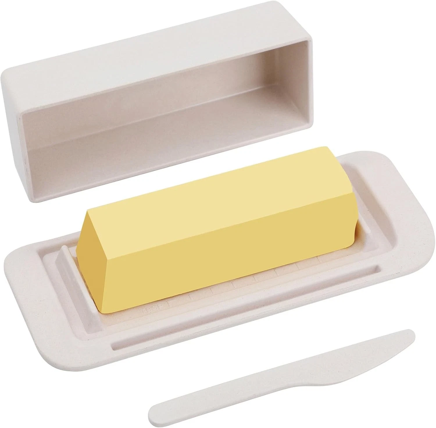 Bamboo Butter Dish with Lid & Knife: Small Keeper for 1 Stick, Fridge/Countertop
Opens in a new wind