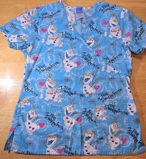 Disney Frozen Olaf "I Feel Warm Inside" Scrubs,XS, 5 ship,Each add. item 1 ship