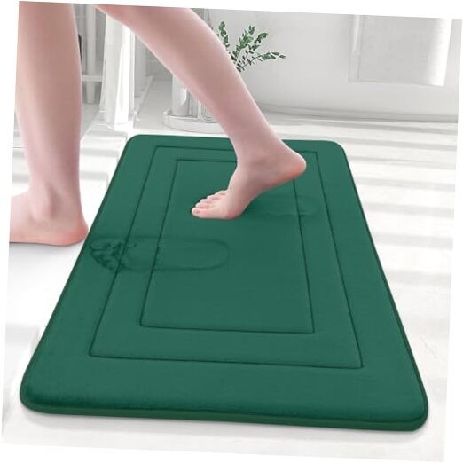 Soft Memory Foam Bath Mat 24x16 Inches in Dark Green