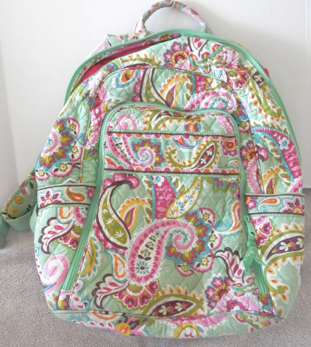 Vera Bradley Multicolor Paisley Quilted Backpack Vintage Vera Bradley Blue & Red Paisley Floral QUILTED  main image 4