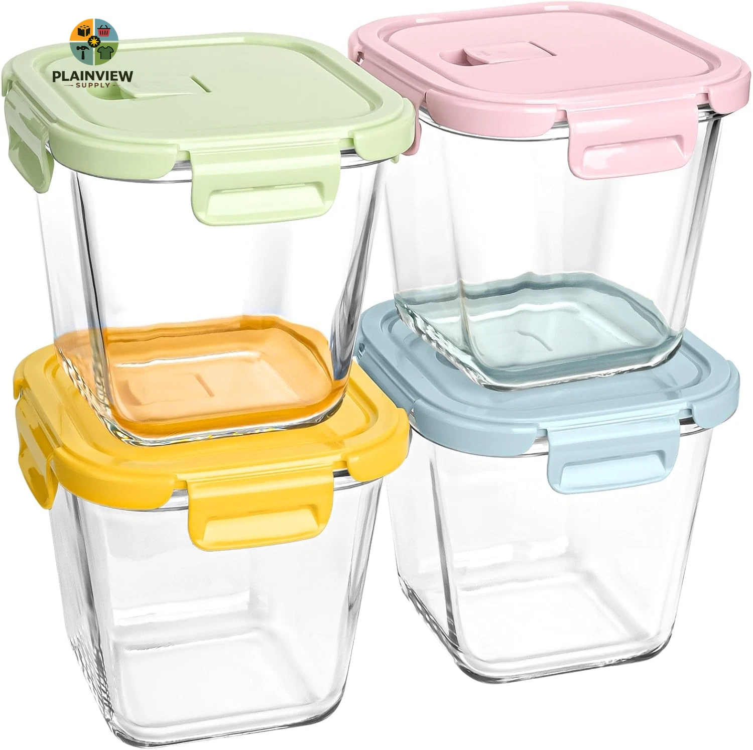 Glass Soup Containers with Lids 32Oz - Borosilicate Glass Storage Containers 4 C