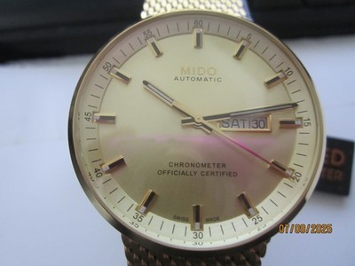MIDO MEN'S WATCH AUTOMATIC CHRONOMTER S/S  ALL  GOLD MESSY M0316313302100 NEW