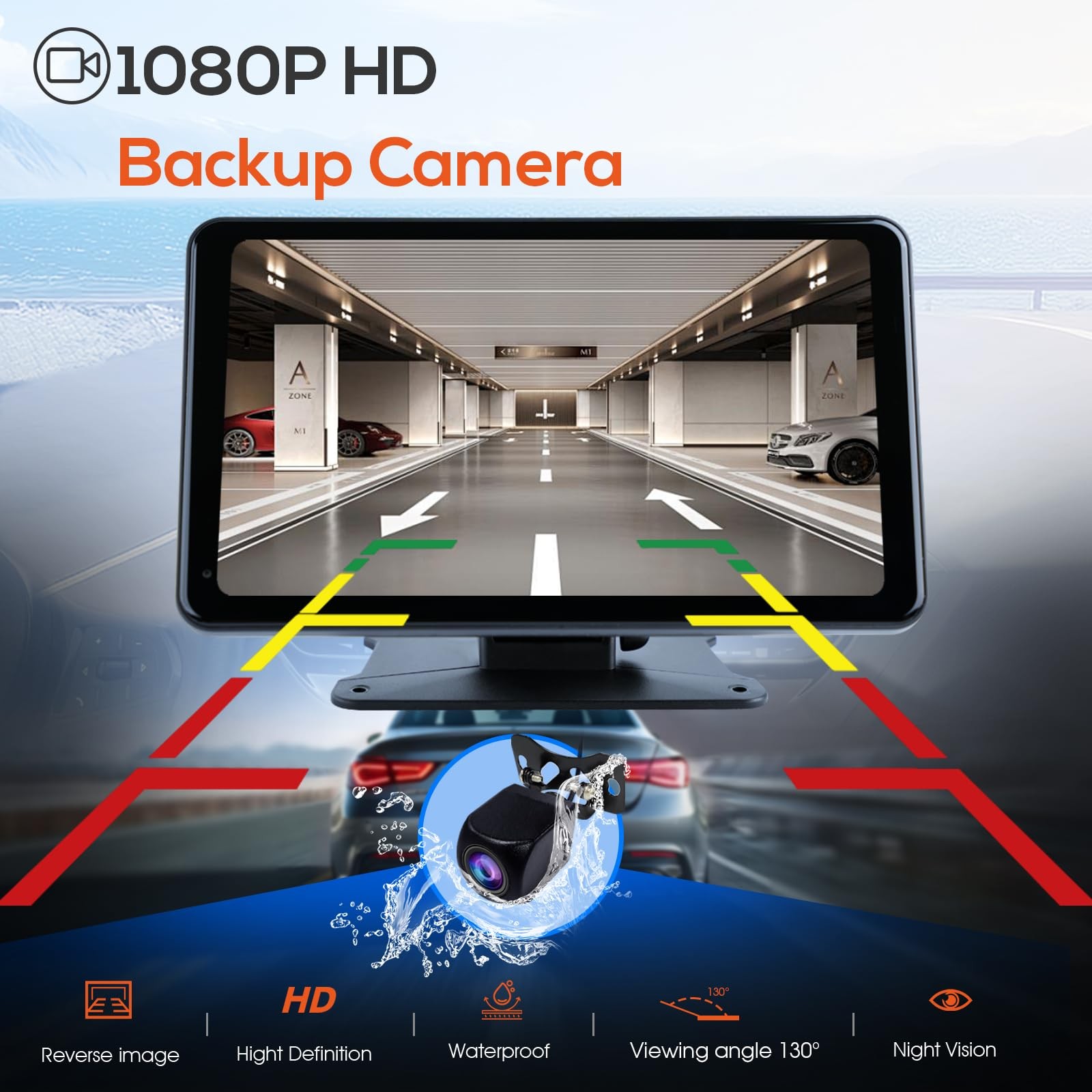 【liquidazione】schermo CarPlay Portatile Wireless Audio 7 Pollici per 7 Pollici, Nero - Miniatura 7