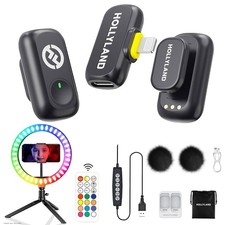 Hollyland LARK A1 Mini Duo Wireless Mic iOS 10" RGB Ring Light with Tripod