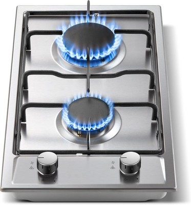TopStrong Gaskochfeld 2-flammig 30cm 4200W Edelstahl Einbau Gasherd Erd-/Propang