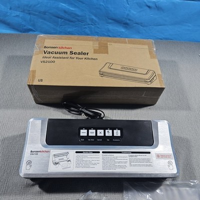 Bonsenkitchen VS2100 Vacuum Sealer 100W 110V Silver/Black Bags Accessory Port