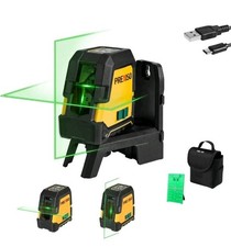 PREXISO Laser Level Self Leveling - 100Ft Rechargeable Cross Line Green Beam