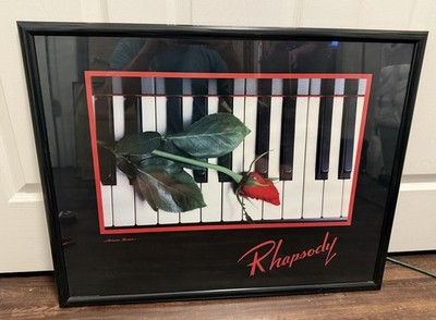 Rhapsody Piano Rose Poster 1994 Lawrence Berman Framed