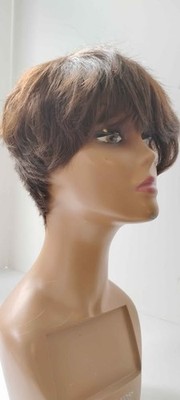 Silhouette Wig Human Hair Wigs Short Piixie Style Cut Color Dark Auburn Hair New