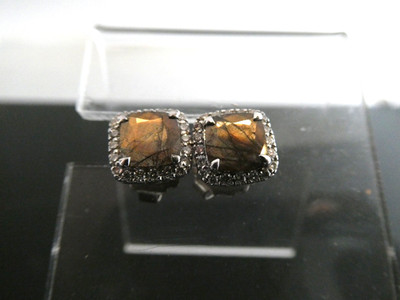 JOHN HARDY BATU CHAIN COLLECTION MAGIC CUT Sapphire & Diamond Sterling Earrings