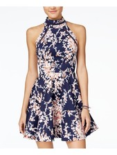 B DARLIN Womens Navy Crochet Trim Sleeveless Short Dress Juniors 1516