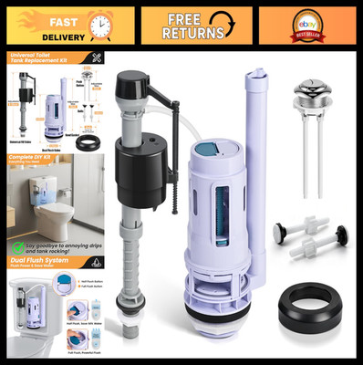 Universal 3-Inch Dual Flush Valve Replacement Kit for 2-Piece Toilets, Includes