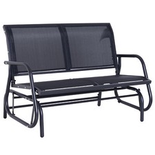 2-Person Outdoor Glider Bench Double Rocking Chair for Patio Garden Porch Black