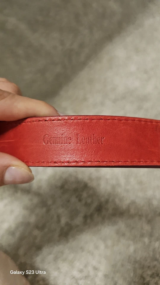 Cinturón Anne Fontaine Rojo Bovino Cuero Genuino Con Acentos Florales Hecho en Italia  Foto 4 de 4