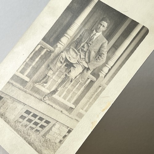 Antique RPPC Real Photograph Postcard Very Handsome Charming Man On Railing - Picture 6 of 10