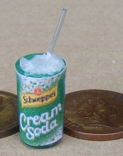 1:12 Scale Schweppes Soda Drink With Ice And Straw Tumdee Dolls House Miniature