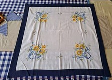 1 Wunderschöne"HEINE"Tischdecke BW/Poly Leinen Optik Ausführung  83×83cm Neuw.