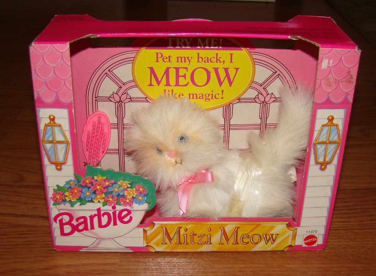 Vintage 1993 Barbie MITZI MEOW Plush Meowing Kitty Cat & Brush