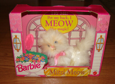 Vintage 1993 Barbie MITZI MEOW Plush Meowing Kitty Cat & Brush