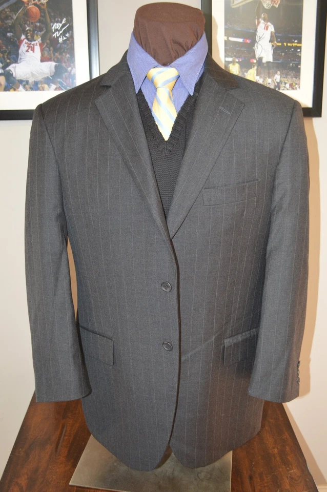 Traje de lana John W. Nordstrom para hombre 2btn gris a rayas Loro Piana talla 43R pantalones 38x28 Foto 2 de 4