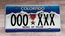 Colorado 2000 Medal of Valor Sample  License Plate # 000 XXX