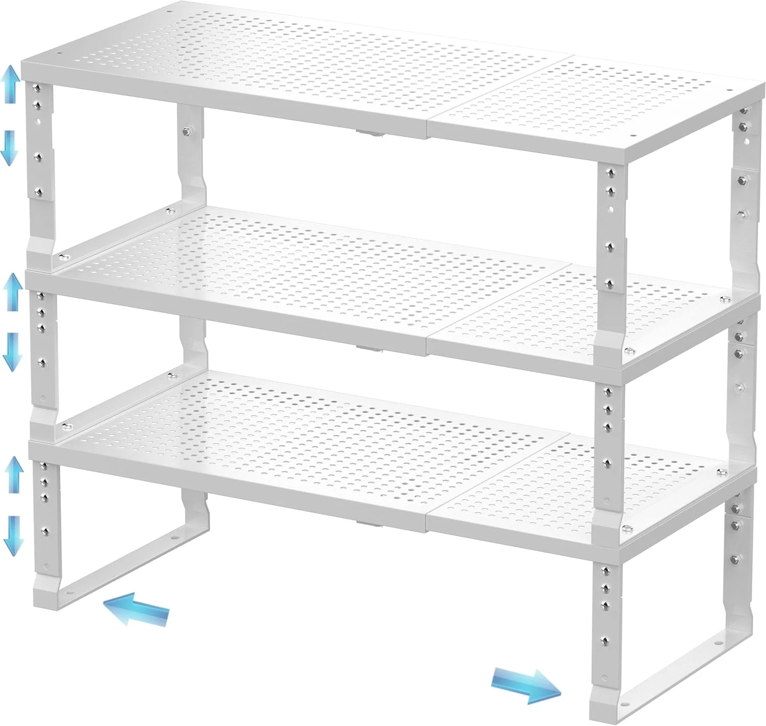 Expandable Spice Rack Organizer - Stackable & Adjustable - 3 Pack, White